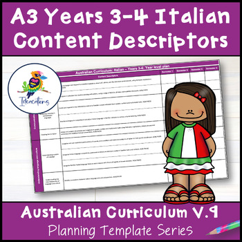 Preview of V9 Australian Curriculum ITALIAN Content Descriptor Overviews - Years 3-4
