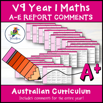 Preview of V9 Australian Curriculum Maths Report Comments and Criteria - YEAR 1