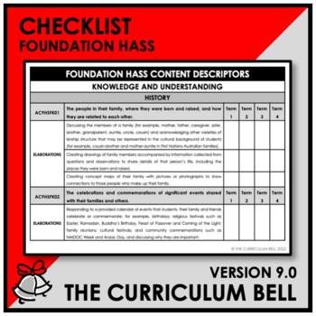 Preview of V9 CHECKLIST | AUSTRALIAN CURRICULUM | FOUNDATION HASS