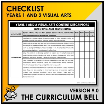 Preview of V9 CHECKLIST | AUSTRALIAN CURRICULUM | YEARS 1 AND 2 VISUAL ARTS