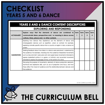 Preview of V9 CHECKLIST | AUSTRALIAN CURRICULUM | YEARS 5 AND 6 DANCE