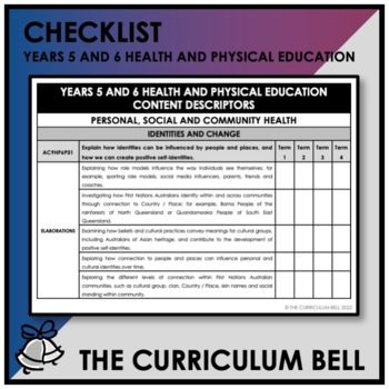 Preview of V9 CHECKLIST | AUSTRALIAN CURRICULUM | YEARS 5 AND 6 HEALTH AND PHYSICAL ED