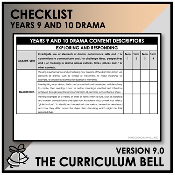 Preview of V9 CHECKLIST | AUSTRALIAN CURRICULUM | YEARS 9 AND 10 DRAMA