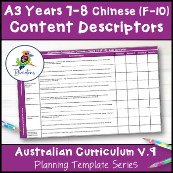 Preview of V9 CHINESE (F-10) Content Descriptor Overviews - Years 7-8