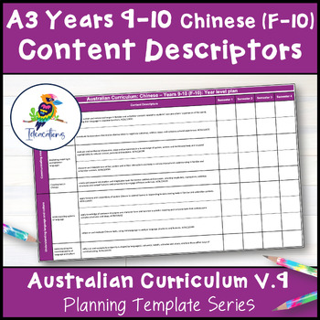 Preview of V9 CHINESE (F-10) Content Descriptor Overviews - Years 9-10
