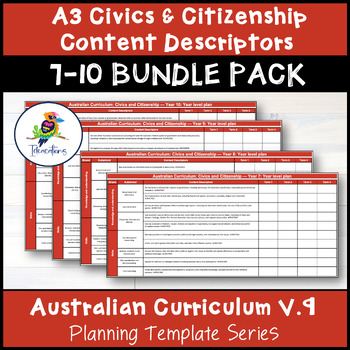 Preview of V9 Civics & Citizenship Content Descriptor Overviews -  Yr 7-10 BUNDLE Pack