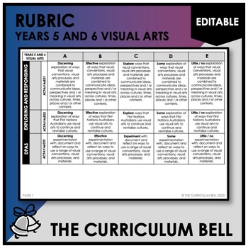 Preview of V9 EDITABLE RUBRIC | AUSTRALIAN CURRICULUM | YEARS 5 AND 6 VISUAL ARTS