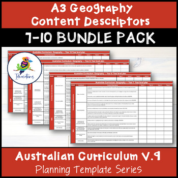 Preview of V9 GEOGRAPHY Content Descriptor Overviews -  Years 7-10 BUNDLE Pack