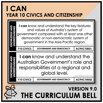 Preview of V9 I CAN | AUSTRALIAN CURRICULUM | YEAR 10 CIVICS AND CITIZENSHIP