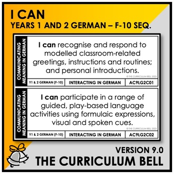 Preview of V9 I CAN | AUSTRALIAN CURRICULUM | YEARS 1 AND 2 GERMAN - FY10 SEQ.