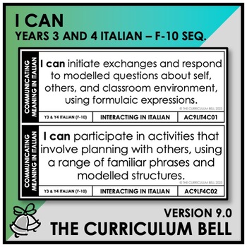 Preview of V9 I CAN | AUSTRALIAN CURRICULUM | YEARS 3 & 4 ITALIAN - FY10 SEQ.
