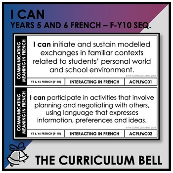 Preview of V9 I CAN | AUSTRALIAN CURRICULUM | YEARS 5 AND 6 FRENCH - FY10 SEQ.
