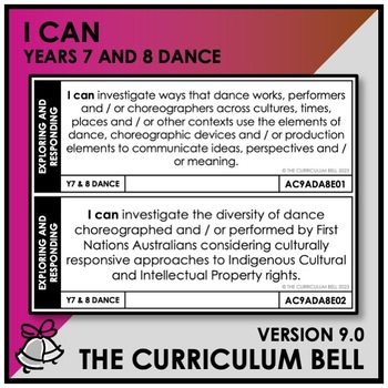 Preview of V9 I CAN | AUSTRALIAN CURRICULUM | YEARS 7 AND 8 DANCE