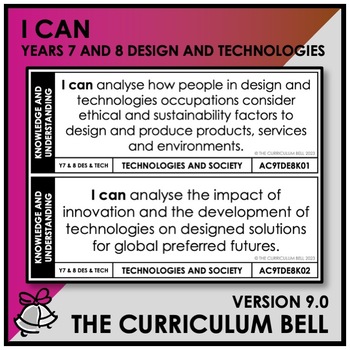 Preview of V9 I CAN | AUSTRALIAN CURRICULUM | YEARS 7 AND 8 DESIGN AND TECHNOLOGIES