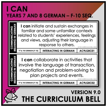 Preview of V9 I CAN | AUSTRALIAN CURRICULUM | YEARS 7 AND 8 GERMAN - FY10 SEQ.
