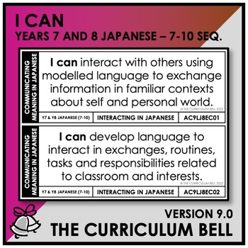 Preview of V9 I CAN | AUSTRALIAN CURRICULUM | YEARS 7 AND 8 JAPANESE - Y7Y10 SEQ.