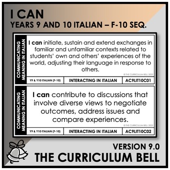 Preview of V9 I CAN | AUSTRALIAN CURRICULUM | YEARS 9 & 10 ITALIAN - FY10 SEQ.