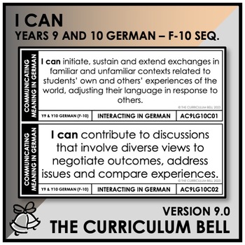 Preview of V9 I CAN | AUSTRALIAN CURRICULUM | YEARS 9 AND 10 GERMAN - FY10 SEQ.