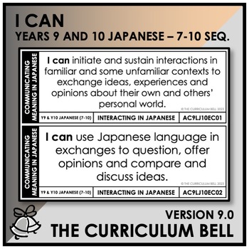 Preview of V9 I CAN | AUSTRALIAN CURRICULUM | YEARS 9 AND 10 JAPANESE - Y7Y10 SEQ.