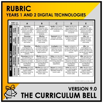 Preview of V9 RUBRIC | AUSTRALIAN CURRICULUM | YEARS 1 AND 2 DIGITAL TECHNOLOGIES
