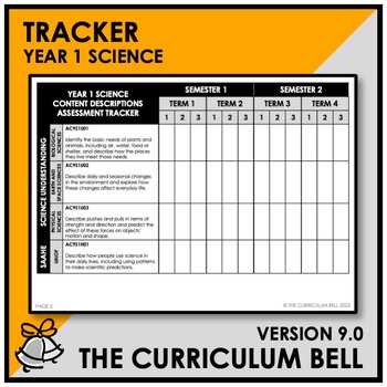 Preview of V9 TRACKER | AUSTRALIAN CURRICULUM | YEAR 1 SCIENCE