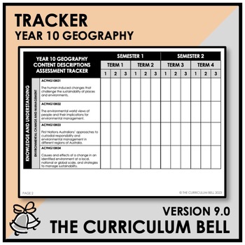 Preview of V9 TRACKER | AUSTRALIAN CURRICULUM | YEAR 10 GEOGRAPHY