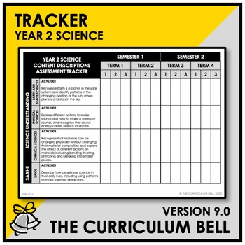 Preview of V9 TRACKER | AUSTRALIAN CURRICULUM | YEAR 2 SCIENCE