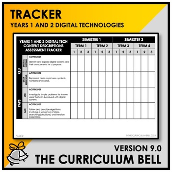 Preview of V9 TRACKER | AUSTRALIAN CURRICULUM | YEARS 1 AND 2 DIGITAL TECHNOLOGIES