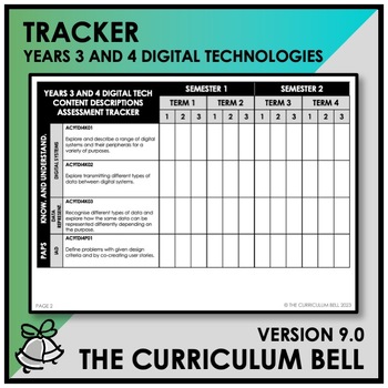 Preview of V9 TRACKER | AUSTRALIAN CURRICULUM | YEARS 3 AND 4 DIGITAL TECHNOLOGIES