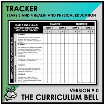 Preview of V9 TRACKER | AUSTRALIAN CURRICULUM | YEARS 3 AND 4 HEALTH AND PHYSICAL EDUCATION