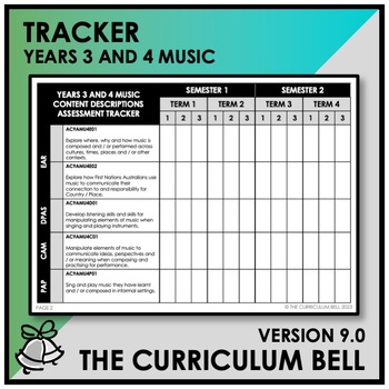Preview of V9 TRACKER | AUSTRALIAN CURRICULUM | YEARS 3 AND 4 MUSIC