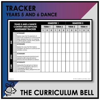 Preview of V9 TRACKER | AUSTRALIAN CURRICULUM | YEARS 5 AND 6 DANCE