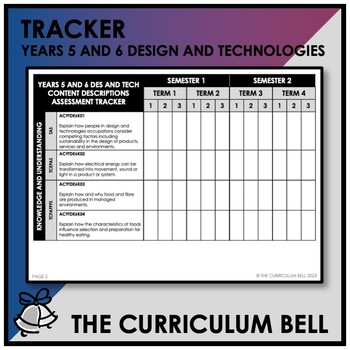Preview of V9 TRACKER | AUSTRALIAN CURRICULUM | YEARS 5 AND 6 DESIGN AND TECHNOLOGIES