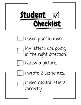Preview of VA 1st grade student writing checklist