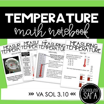 Preview of Measuring Temperature Math Interactive Notebook | VA SOL 3.10 | Digital & Print