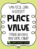VA SOL 3.1a Place Value Spiral Review and Task Cards Four-Digit
