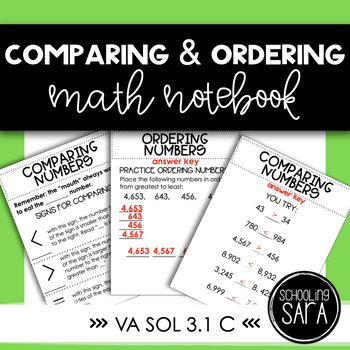 Preview of Comparing and Ordering Numbers Math Notebook | VA SOL 3.1c