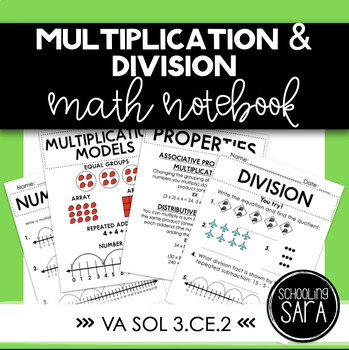 Preview of Multiplication and Division Math Notebook | Virginia SOL 3.4 | Digital & Print