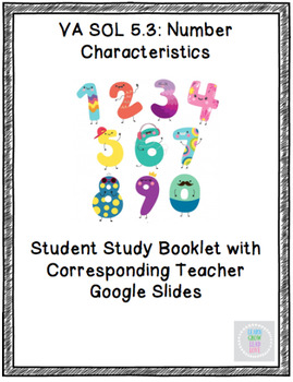 Preview of VA SOL 5.3 Number Characteristics Google Slides & Student Booklet