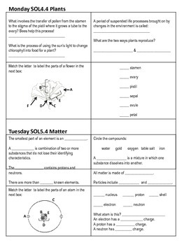 VA SOL 5th Grade Science Reviews (includes 4th grade) by Denise Bryant