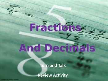 Preview of VA SOL Fraction and Decimal Turn and Talk Activity
