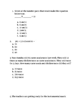 Preview of VA SOL Math 4.4 Review