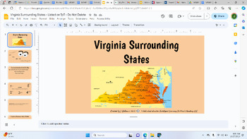 Preview of VA Surrounding States Memory Lesson and Game