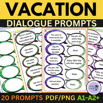 Preview of VACATION ESL ELA dialogues for beginners speaking writing grammar