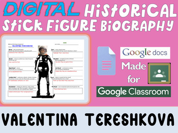 Preview of VALENTINA TERESHKOVA - Digital Stick Figure Mini Bios for Women's History Month