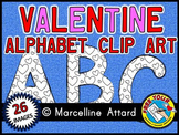 VALENTINE ALPHABET CLIP ART SET (BLACK AND WHITE UPPERCASE