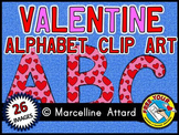 VALENTINE ALPHABET CLIP ART SET (PINK AND RED UPPERCASE LE