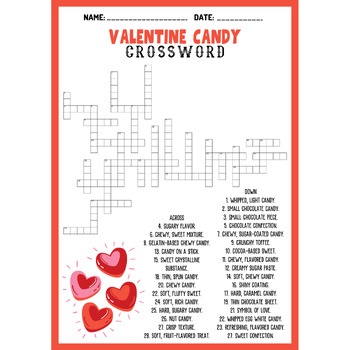 VALENTINE CANDY bundle word search word scramble crossword