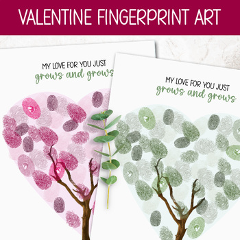 Preview of VALENTINE FINGERPRINT ART, THUMBPRINT HEART CRAFT, FEBRUARY DAYCARE ACTIVITY