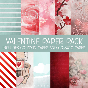 Preview of VALENTINE JUNK JOURNAL PAPERS, LOVE BACKGROUND PAGES, SCRAPBOOKING EPHEMERA